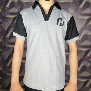 Knitted POLO Shirts (Gray Body) (Black sleeves)