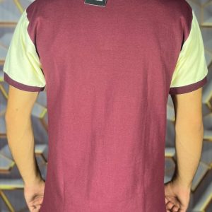 Knitted POLO Shirts (Maroon Body) (Lime Yellow sleeves)