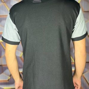 Knitted POLO Shirts (Body Black) (Gray sleeves)