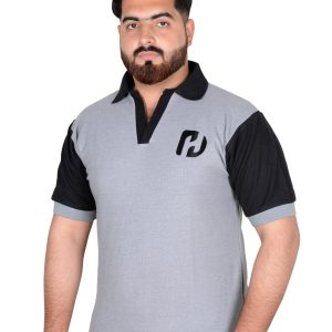 POLO Shirts (Gray Body) (Black sleeves)